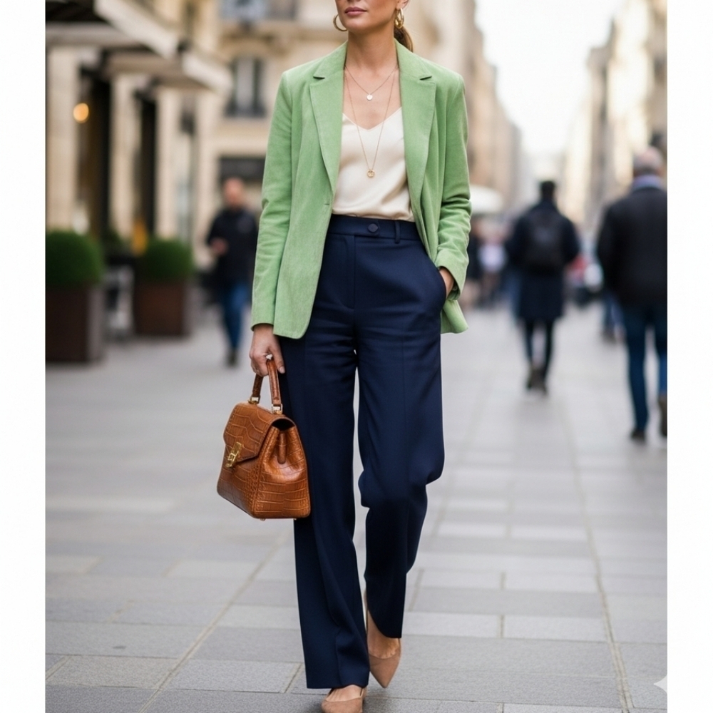 Jones New York Mint Green Women's Leather Jacket Size L Elegant Quiet Lux Style - Picture 10 of 10